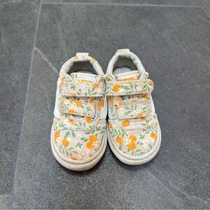 Vans Orange and Green Floral Sneakers with Velcro Straps